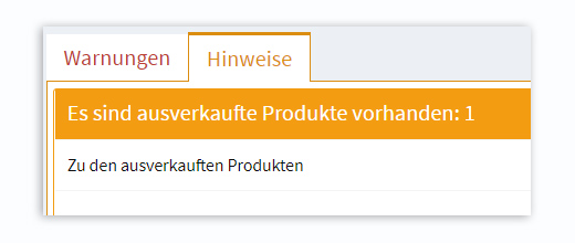 Hinweise in der Administration